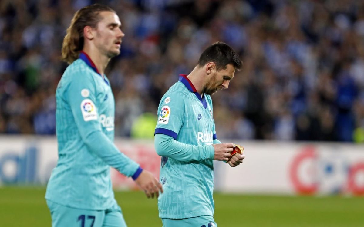 Messi y Griezmann al finalizar el encuentro | Fuente: FC Barcelona