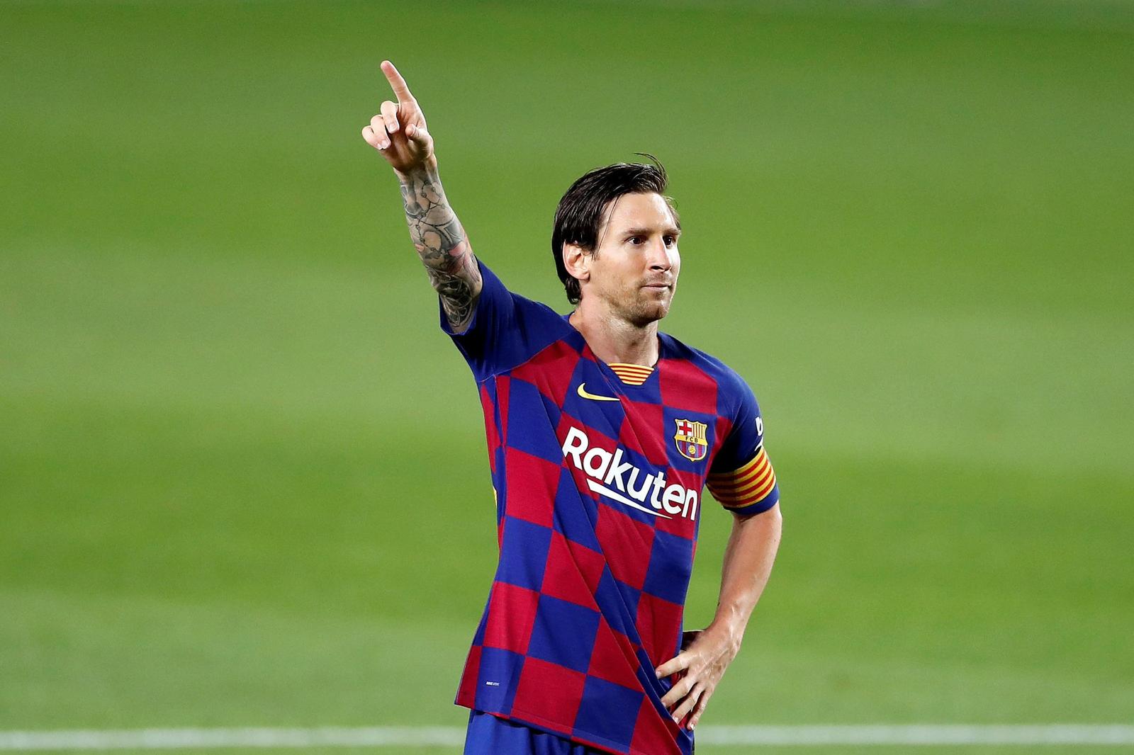 Leo Messi celebrando el gol.