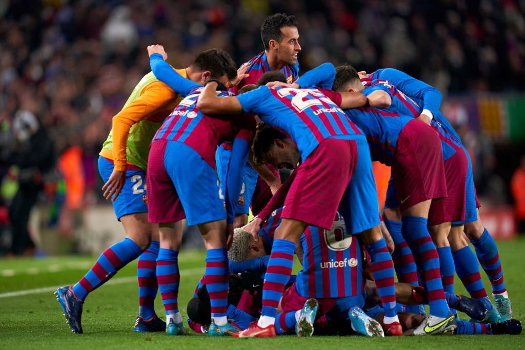 El Barça celebra el gol de Pedri. Fuente: Getty Images