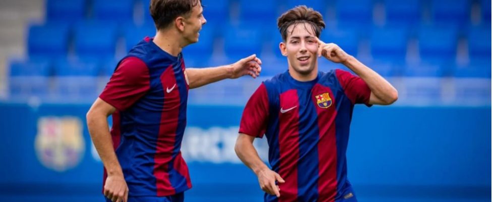 Dani Rodríguez celebrando su gol || Sara Gordon FC Barcelona